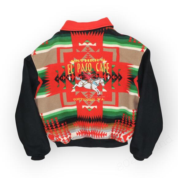XXL Southwest Varsity Bomber Jacket Aztec Tribal Esther ElPasoCafe Toppenish - Picture 7 of 16